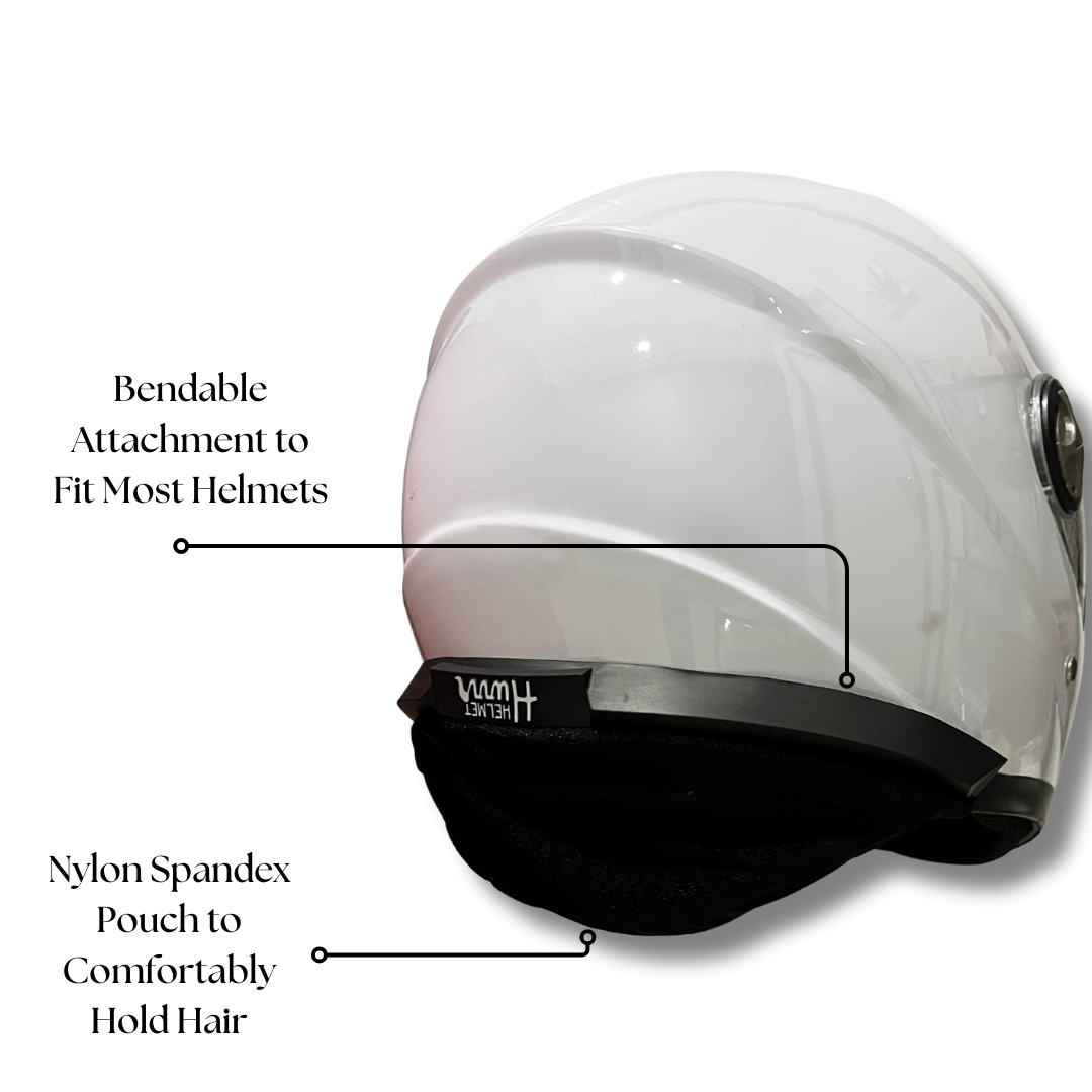 Helmet Hurr Features Spandex Nylon Pouch for Motorcycle Hair, Universal for Most Helmets